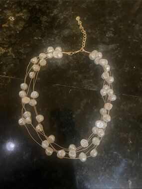 White & Silver Multi strand necklace